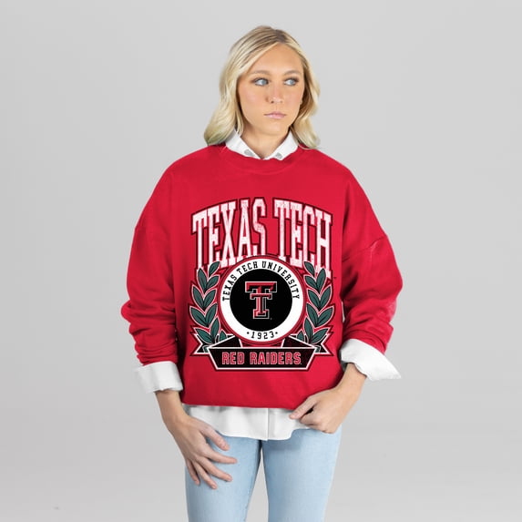 Women's Gameday Couture Red Texas Tech Red Raiders Classic Archives Oversized Premium Fleece Sweatshirt