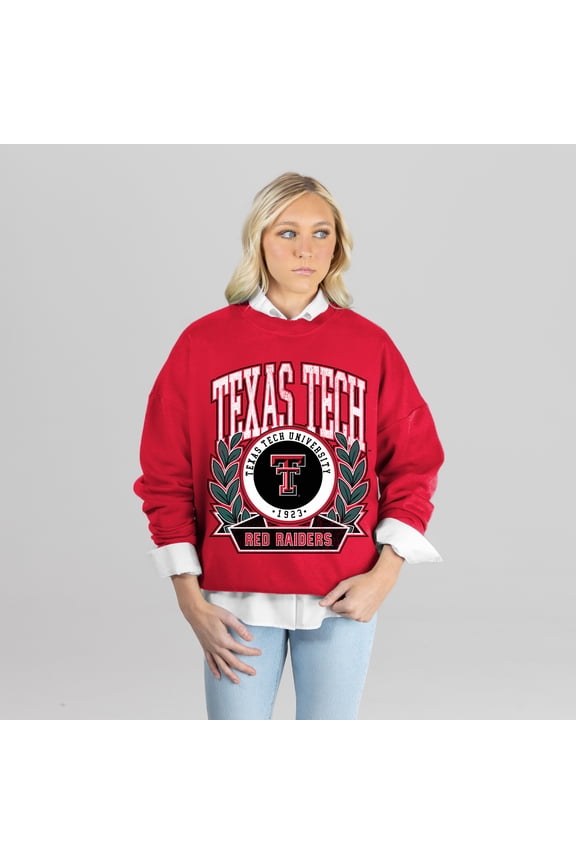 Women's Gameday Couture Red Texas Tech Red Raiders Classic Archives Oversized Premium Fleece Sweatshirt
