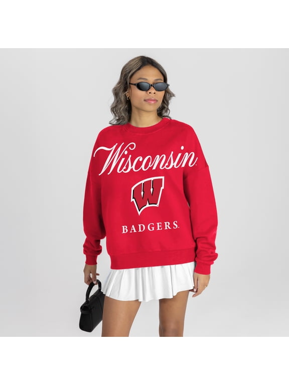 Women's Gameday Couture Red Wisconsin Badgers Legacy Club Oversized Premium Fleece Sweatshirt