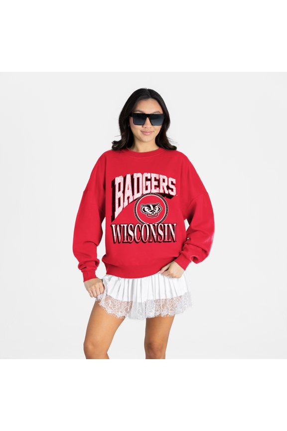 Women's Gameday Couture Red Wisconsin Badgers Main Character Oversized Premium Drop Shoulder Sweatshirt