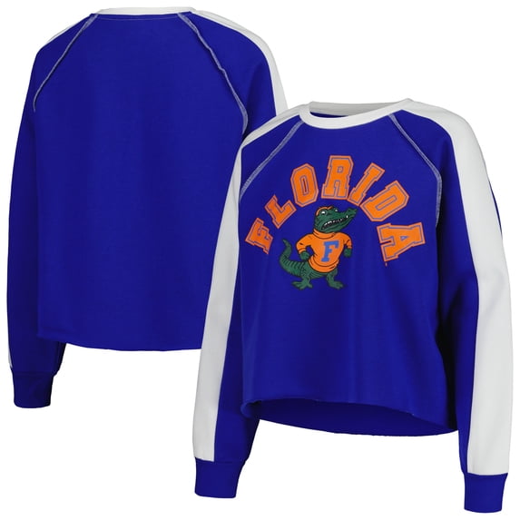 Women's Gameday Couture Royal Florida Gators Blindside Raglan-Cropped Pullover Sweatshirt