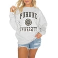 thumbnail image 1 of Women's Gameday Couture White Alabama A&M Bulldogs  Oversized Good Vibes Premium Fleece Drop Shoulder Pullover, 1 of 1