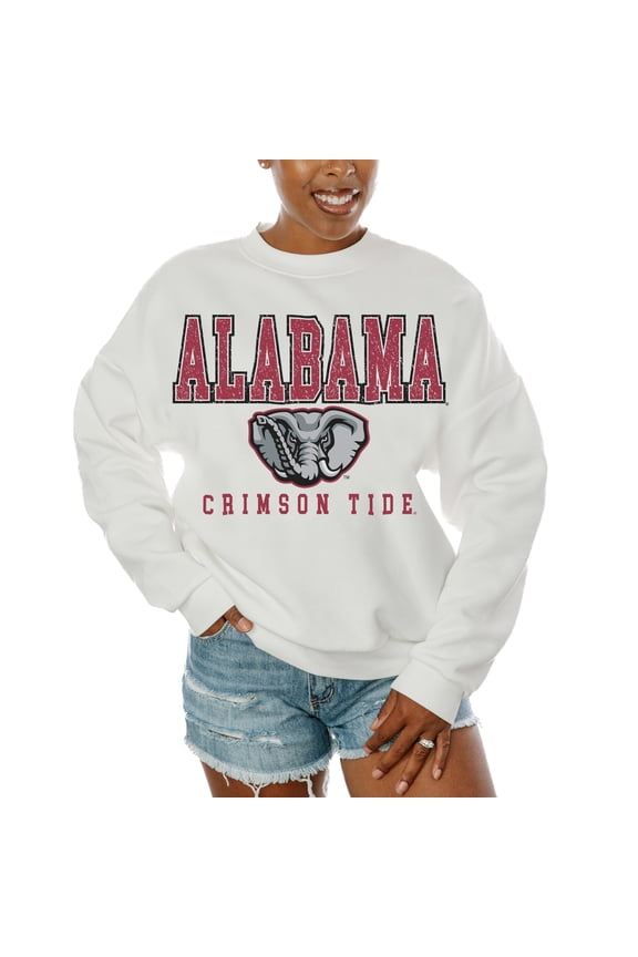 Women's Gameday Couture White Alabama Crimson Tide Freestyle Fleece Pullover Sweatshirt