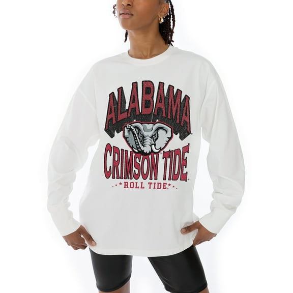 Women's Gameday Couture White Alabama Crimson Tide Midweight Oversized Long Sleeve T-Shirt