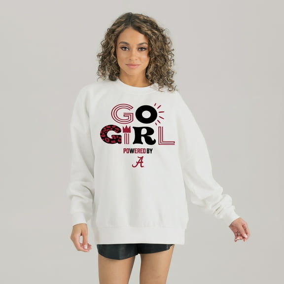 Women's Gameday Couture White Alabama Crimson Tide PoweredBy Go Girl Premium Pullover Sweatshirt