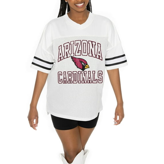 Women's Gameday Couture White Arizona Cardinals Oversized Sporty Mesh V-Neck Top