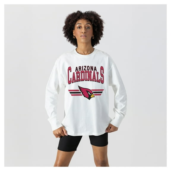 Women's Gameday Couture  White Arizona Cardinals Swift Strike Essential Oversized Long Sleeve T-Shirt