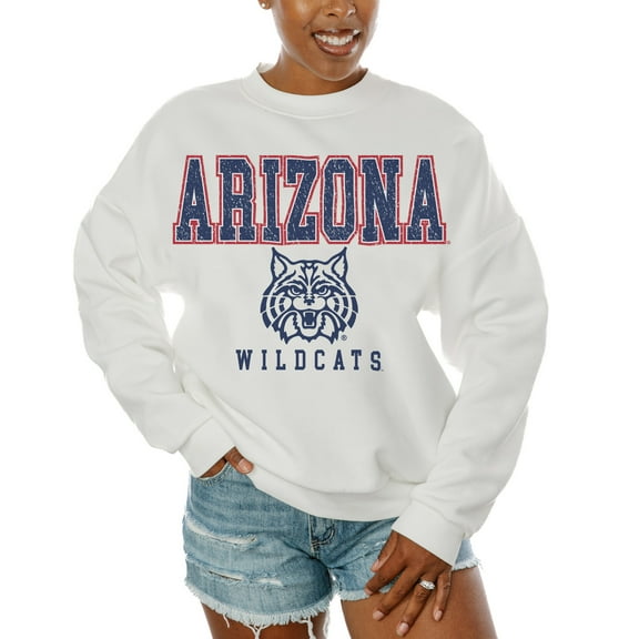 Women's Gameday Couture  White Arizona Wildcats Freestyle Fleece Pullover Sweatshirt