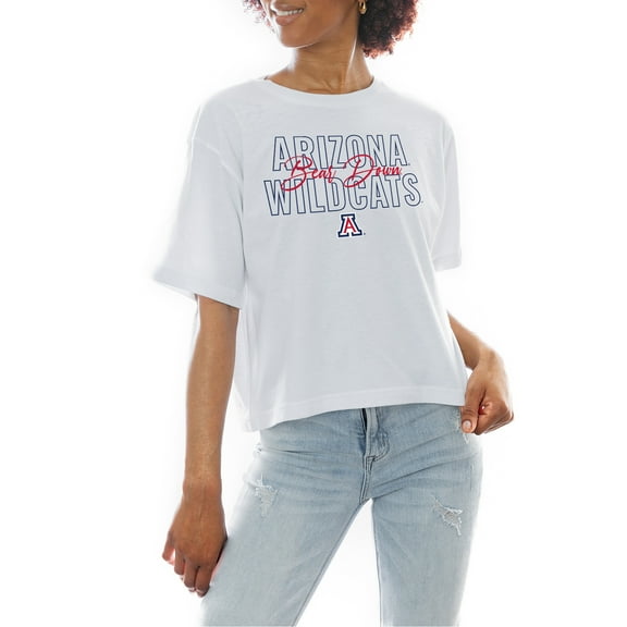 Women's Gameday Couture White Arizona Wildcats Slogan Boxy Fit Cropped T-Shirt