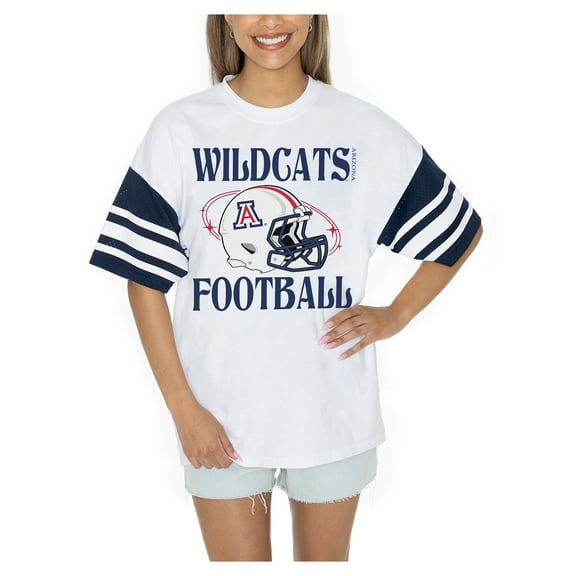 Women's Gameday Couture  White Arizona Wildcats Starting Lineup Contrast Sporty Heritage Oversized T-Shirt