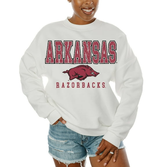 Women's Gameday Couture White Arkansas Razorbacks Freestyle Fleece Pullover Sweatshirt