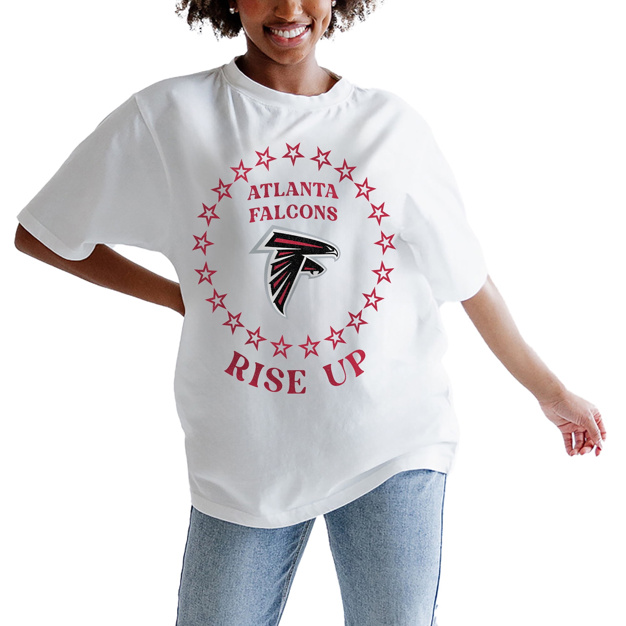 Women's Gameday Couture White Atlanta Falcons On Point Oversized Slogan
