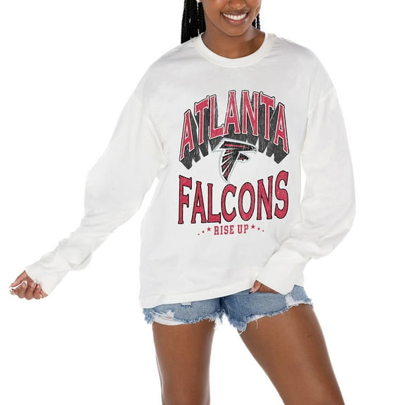 Women's Gameday Couture White Atlanta Falcons Time Out Oversized Long Sleeve T-Shirt