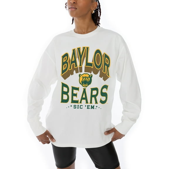 Women's Gameday Couture White Baylor Bears Midweight Oversized Long Sleeve T-Shirt
