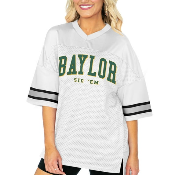 Women's Gameday Couture White Baylor Bears Option Play Oversized Mesh Fashion Jersey