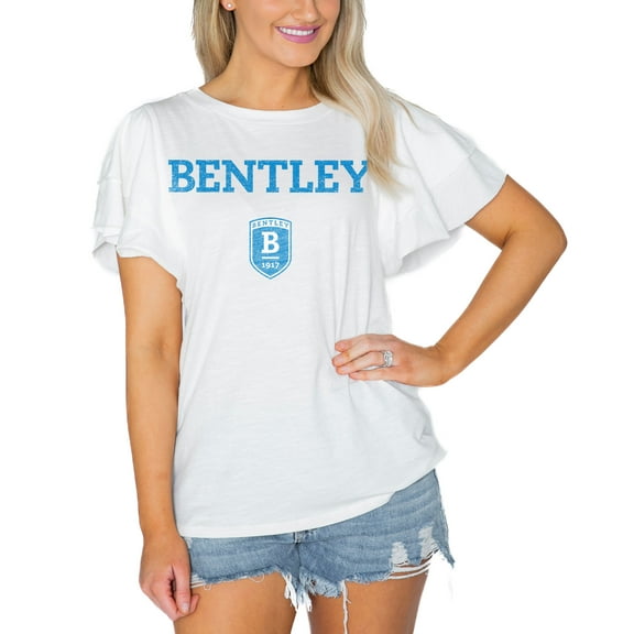 Women's Gameday Couture  White Bentley Falcons Arch Logo Flutter Sleeve Lightweight T-Shirt