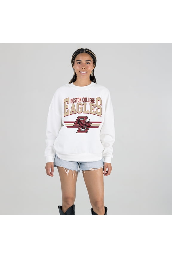 Women's Gameday Couture White Boston College Eagles Oversized Premium Fleece Sweatshirt