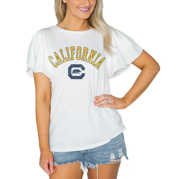 Women's Gameday Couture  White Cal Bears Arch Logo Flutter Sleeve Lightweight T-Shirt