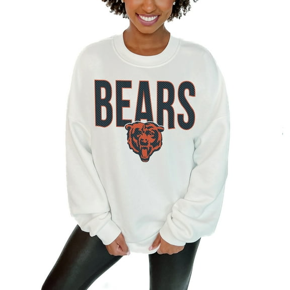 Women's Gameday Couture  White Chicago Bears  Just Go With It Oversized Long Sleeve Crewneck Sweatshirt
