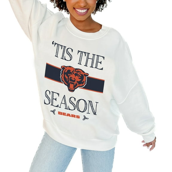Women's Gameday Couture White Chicago Bears Oversized Take A Holiday Pullover Sweatshirt