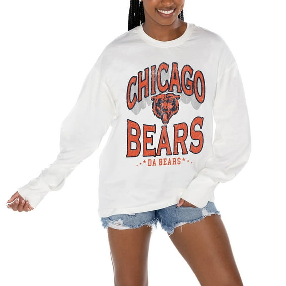 Women's Gameday Couture  White Chicago Bears Time Out Oversized Long Sleeve T-Shirt