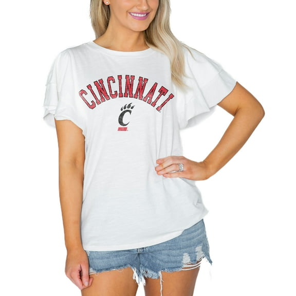 Women's Gameday Couture  White Cincinnati Bearcats Arch Logo Flutter Sleeve Lightweight T-Shirt
