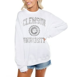 Women s Gameday Couture White Clemson Tigers Run It Back Perfect Crewneck Pullover Sweatshirt Walmart