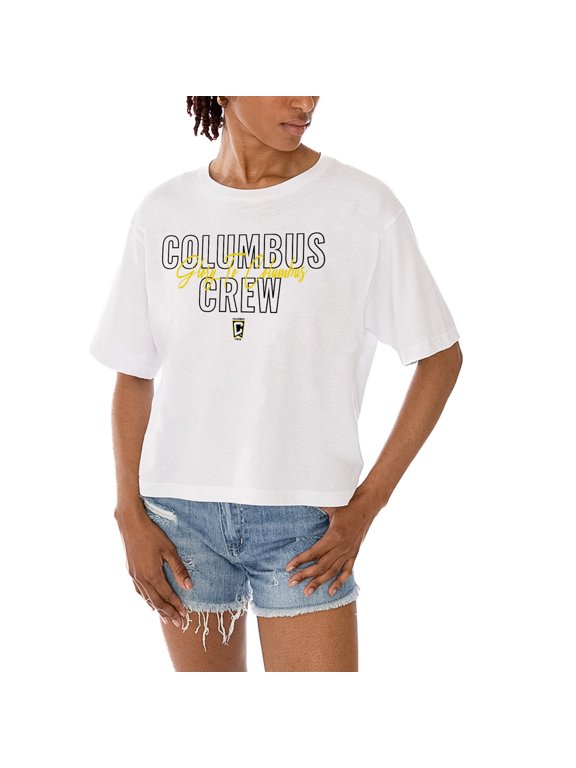Women's Gameday Couture White Columbus Crew Keep Playing Cropped T-Shirt