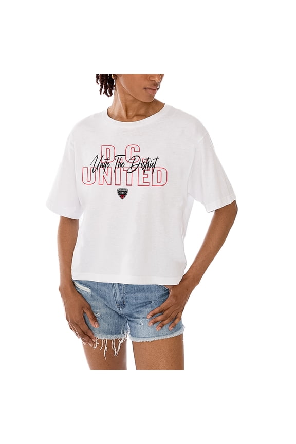 Women's Gameday Couture White D.C. United Keep Playing Cropped T-Shirt