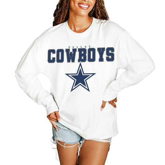 Women's Gameday Couture  White Dallas Cowboys Big Goals Oversized Long Sleeve T-Shirt