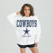 Women's Gameday Couture  White Dallas Cowboys  Sunday Drives Oversized Crewneck Pullover Sweatshirt