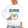 thumbnail image 1 of Women's Gameday Couture White Delaware Fightin' Blue Hens It's a Vibe Classic Fleece Crewneck Pullover Sweatshirt, 1 of 1