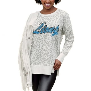 Women's Gameday Couture Charcoal Detroit Lions Touchdown French Terry  Studded Shoulder Pullover Sweatshirt