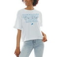 thumbnail image 1 of Women's Gameday Couture White Detroit Lions Keep Playing Boxy Fit Cropped T-Shirt, 1 of 2