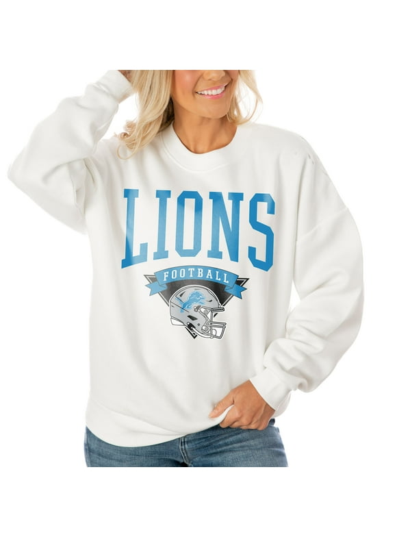 Women's Gameday Couture White Detroit Lions Oversized Line Pullover Sweatshirt