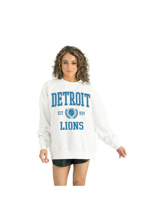 Women's Gameday Couture White Detroit Lions Timeless Triumph Premium Fleece Pullover Sweatshirt