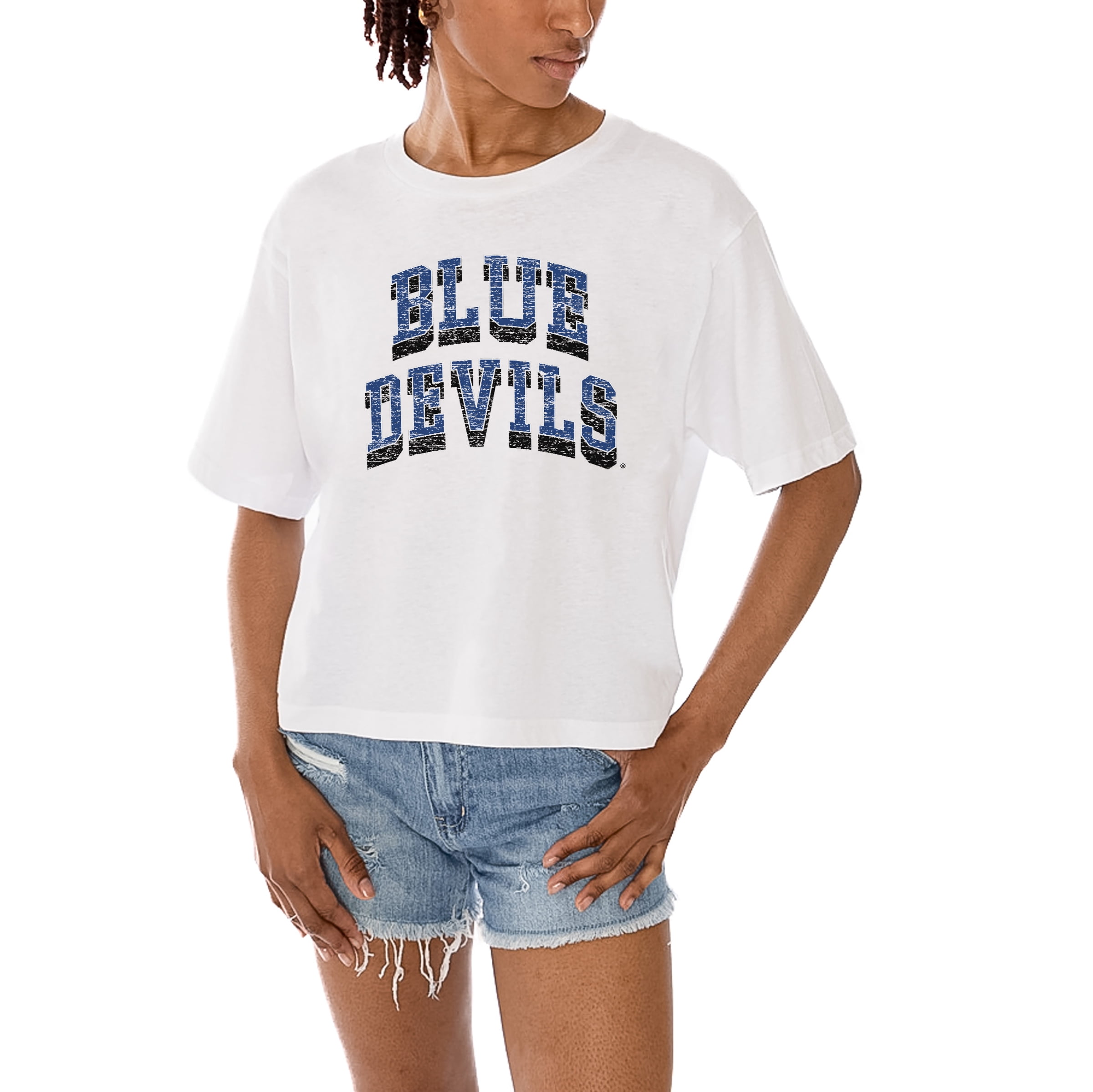 売れ筋商品|||ゲームデイ Tシャツ トップス レディース Women's White Duke Blue Devils Slogan Boxy Fit Cropped T-Shirt White Women's Gameday Couture White Duke Blue Devils Slogan Boxy