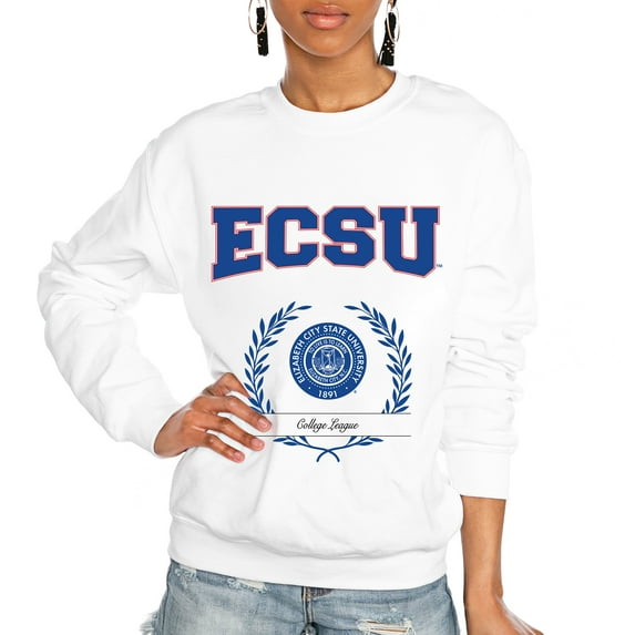 Women's Gameday Couture White ECSU Vikings It's a Vibe Classic Fleece Crewneck Pullover Sweatshirt