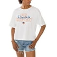 thumbnail image 1 of Women's Gameday Couture  White FC Cincinnati Keep Playing Cropped T-Shirt, 1 of 3
