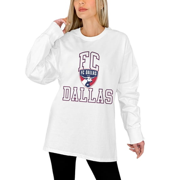 Women's Gameday Couture White FC Dallas Oversized Long Sleeve T-Shirt