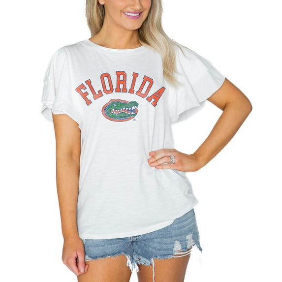 Women's Gameday Couture White Florida Gators Arch Logo Flutter Sleeve Lightweight T-Shirt