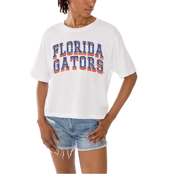 Women's Gameday Couture White Florida Gators Claim To Fame Boxy Cropped T-Shirt