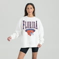 thumbnail image 1 of Women's Gameday Couture White Florida Gators Oversized Good Vibes Premium Fleece Drop Shoulder Pullover Sweatshirt, 1 of 1