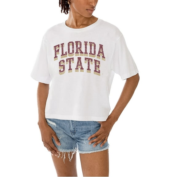 Women's Gameday Couture White Florida State Seminoles Claim To Fame Boxy Cropped T-Shirt