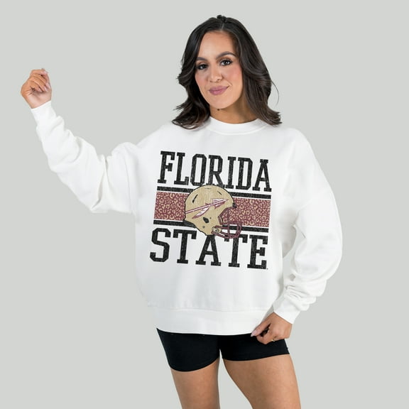Women's Gameday Couture White Florida State Seminoles Fair Catch Pullover Sweatshirt
