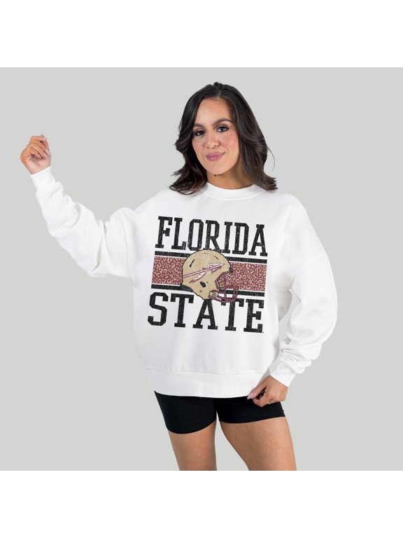Women's Gameday Couture White Florida State Seminoles Fair Catch Pullover Sweatshirt
