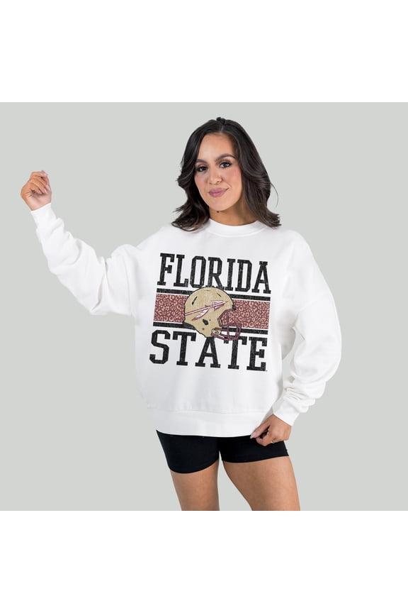 Women's Gameday Couture White Florida State Seminoles Fair Catch Pullover Sweatshirt