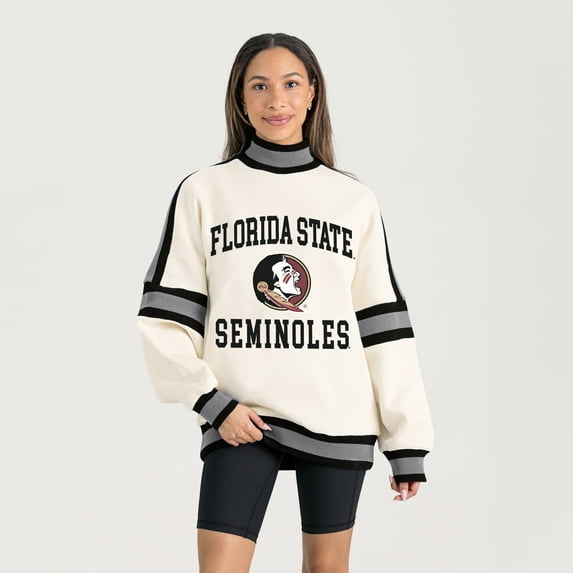 Women's Gameday Couture White Florida State Seminoles Oversized Vivid Turtleneck Sweatshirt