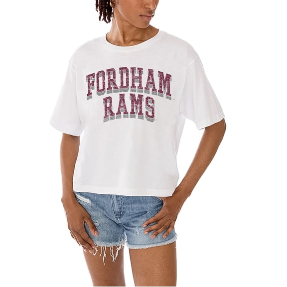 Women's Gameday Couture White Fordham Rams Claim To Fame Boxy Cropped T-Shirt