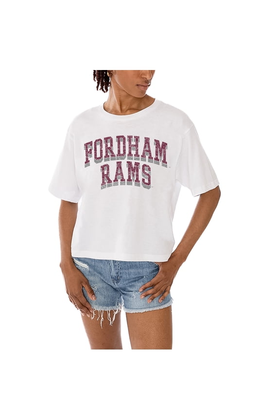 Women's Gameday Couture White Fordham Rams Claim To Fame Boxy Cropped T-Shirt